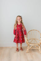 Floral Print Neck Ruffle Long-Sleeves Gathered Dress dress & diaper cover Yo Baby India 