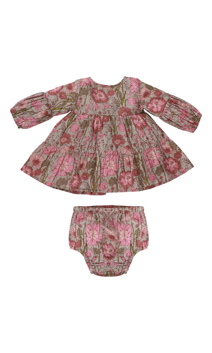 Gauri Dress : CEMENT : Infant : Toddler : Tween dress & diaper cover Yo Baby India 