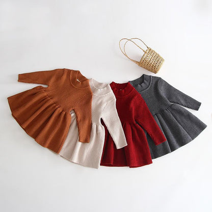 Girls Knitted Sweater Dress – 100% Cotton | Warm Winter Wear for Infants, Toddlers & Kids