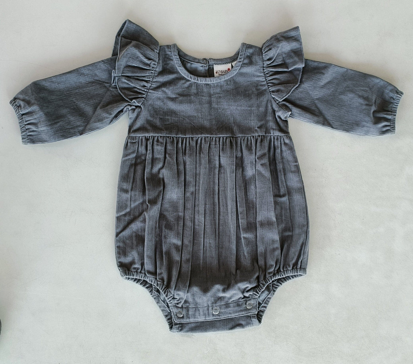 Grey Corduroy Solid Color Sleeve Ruffled Baby Romper Romper Yo Baby India 