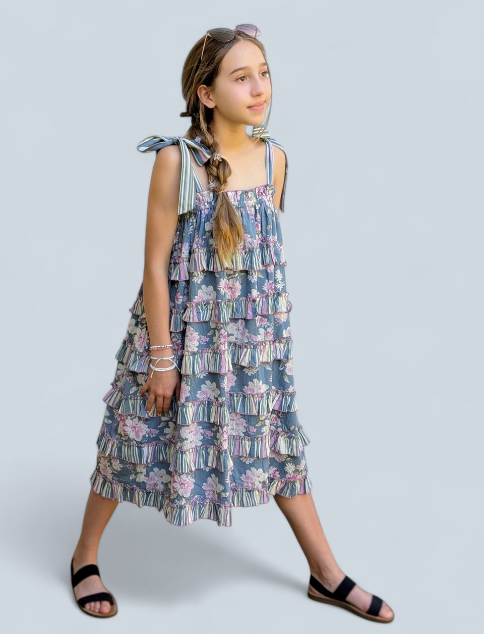 Grey Tiered Ruffle Dress : Infant : Toddler : Tween DRESS Yo Baby India 