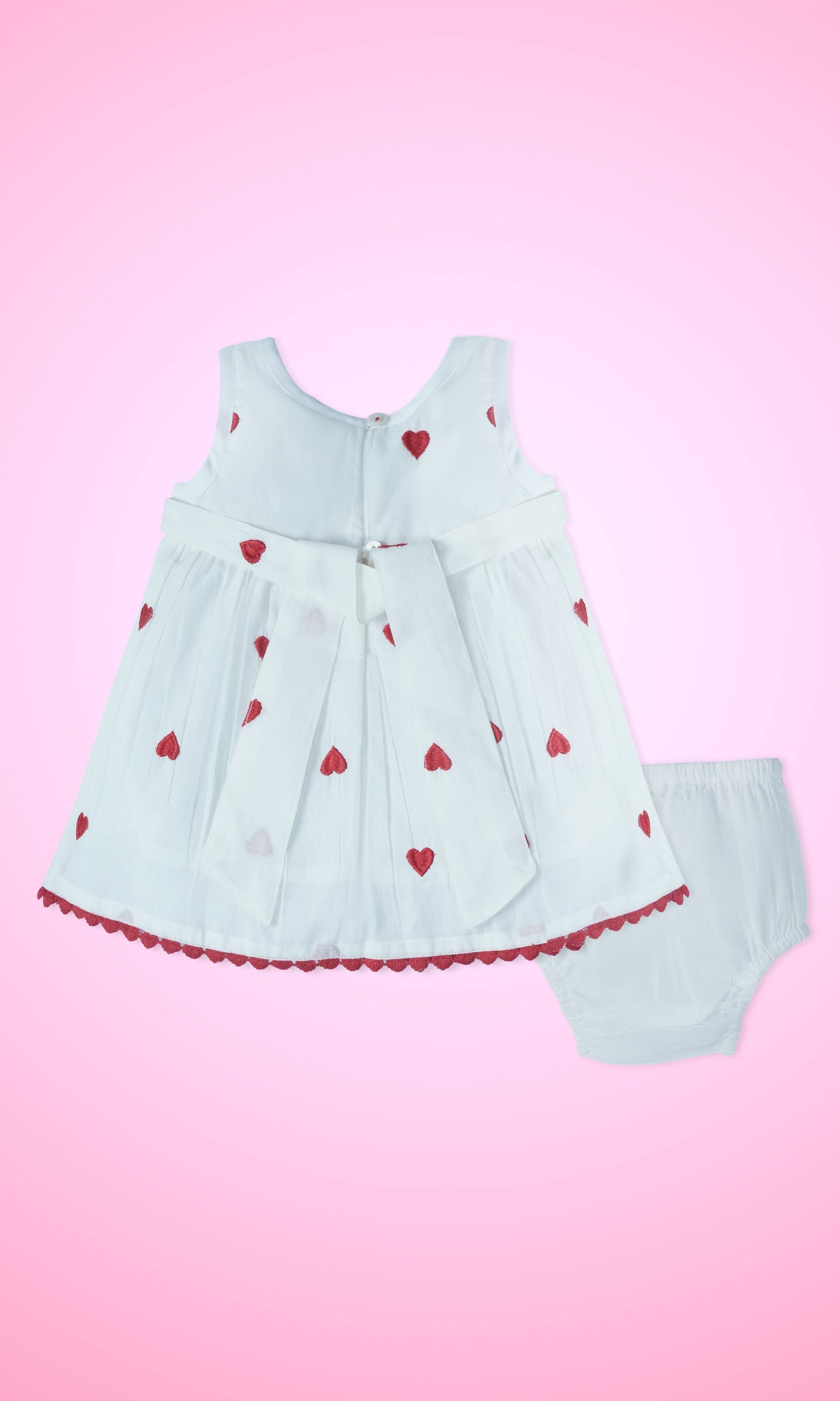 Heart-Embroidered Cotton Dress dress & diaper cover Yo Baby Wholesale 