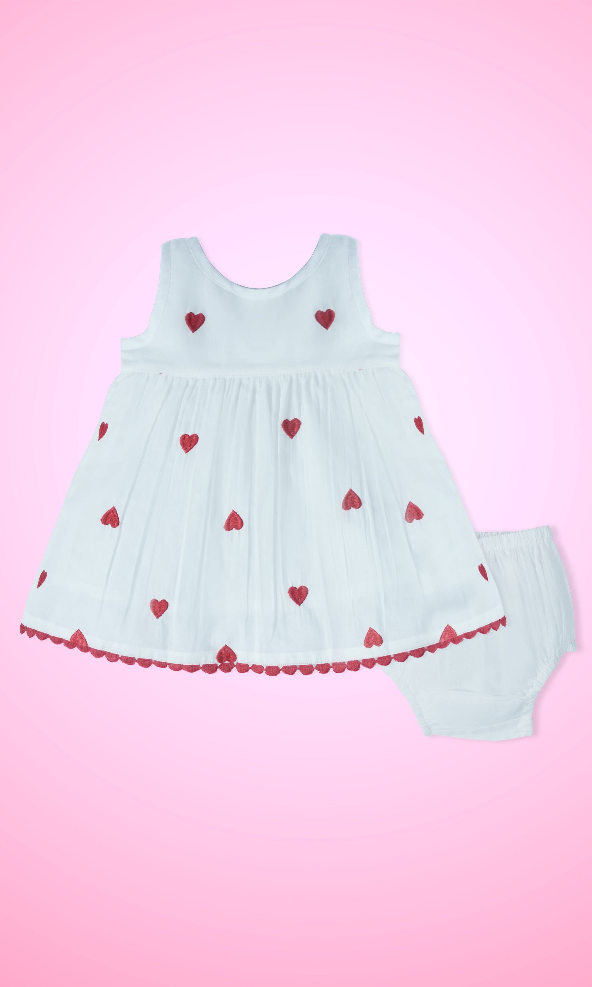 Heart-Embroidered Cotton Dress dress & diaper cover Yo Baby Wholesale 