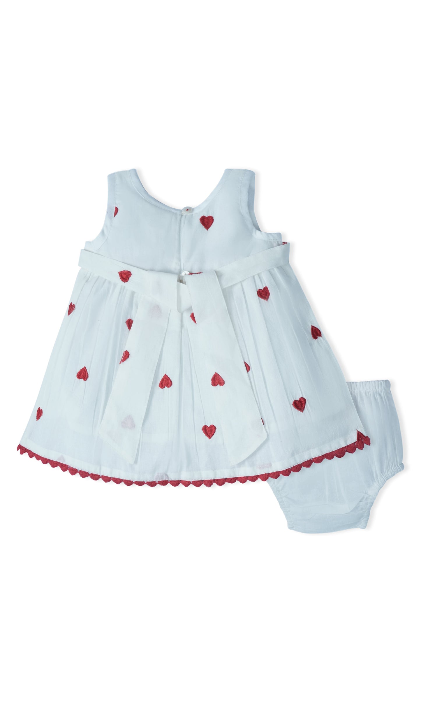 Heart-Embroidered Cotton Dress dress & diaper cover Yo Baby Wholesale 
