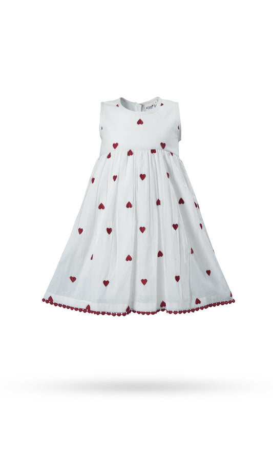 Heart-Embroidered Cotton Dress dress & diaper cover Yo Baby Wholesale 