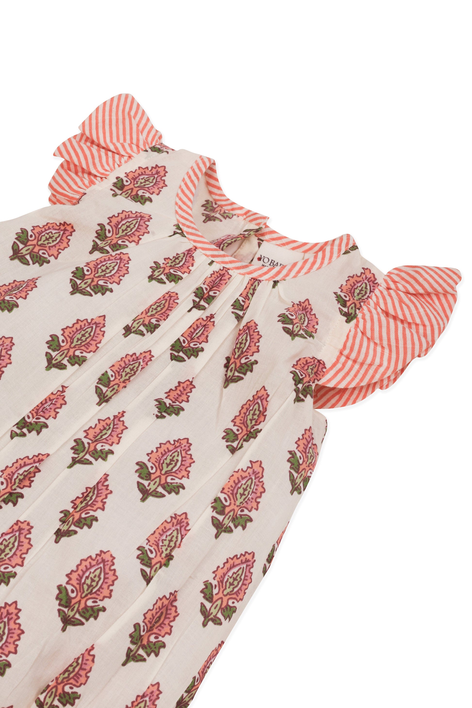 Infant Baby Bubble Dress with Coral Booty Print & Coral Stripe Ruffle Romper Yo Baby India 