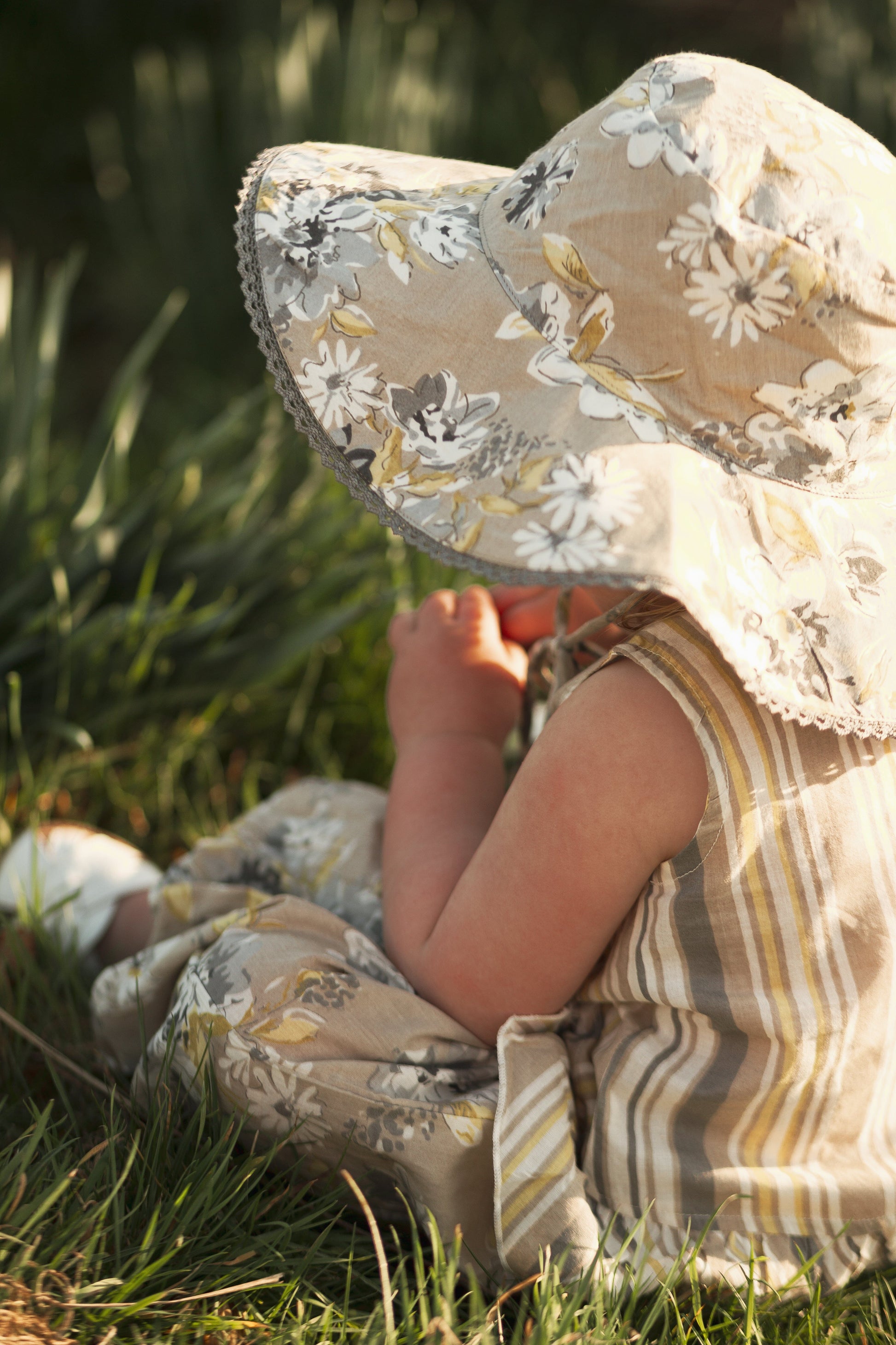 Kids Brown Floral Top & Striped Pants with Printed Ruffle Design TOP & PANTS SET Yo Baby Online 