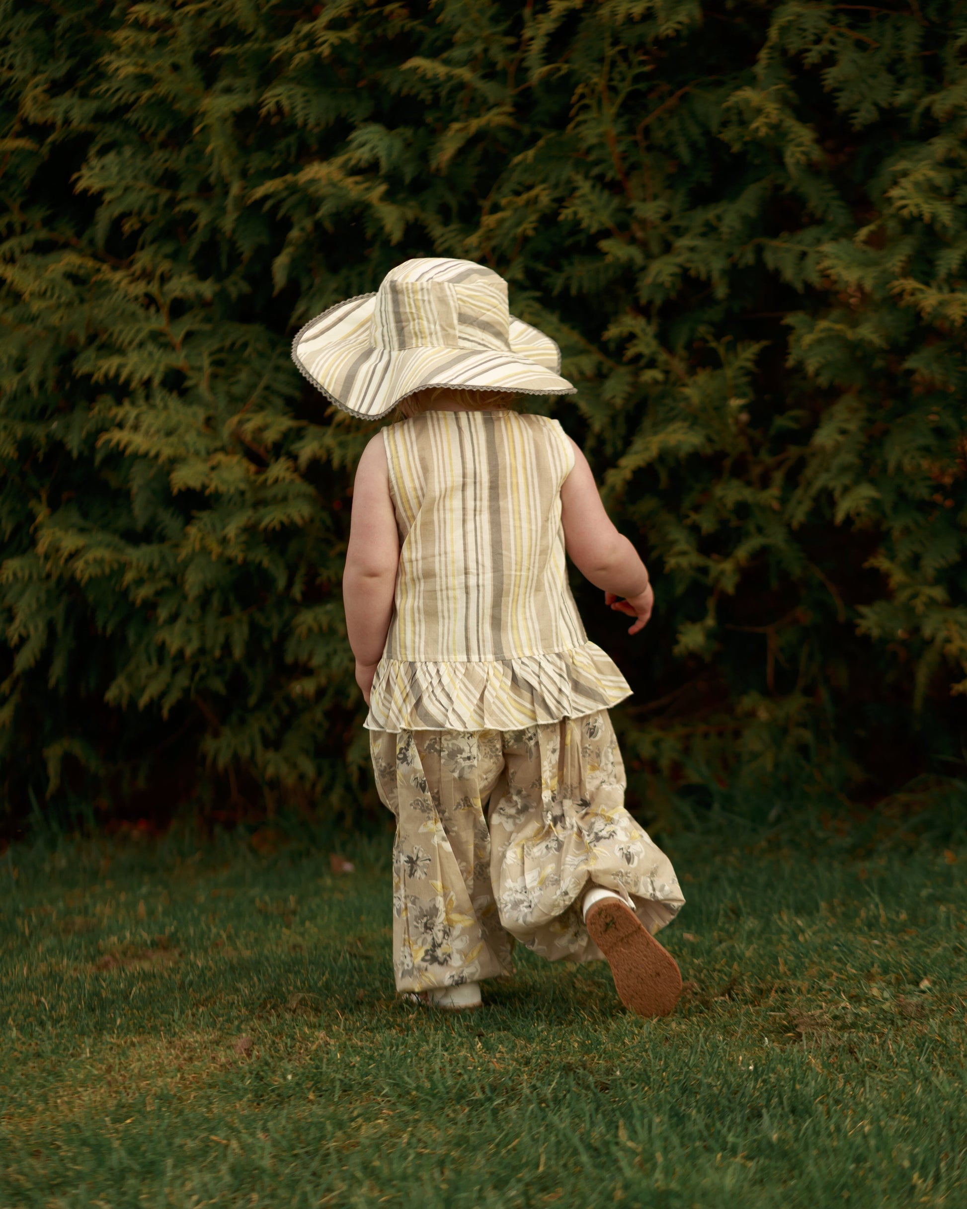 Kids Brown Floral Top & Striped Pants with Printed Ruffle Design TOP & PANTS SET Yo Baby Online 
