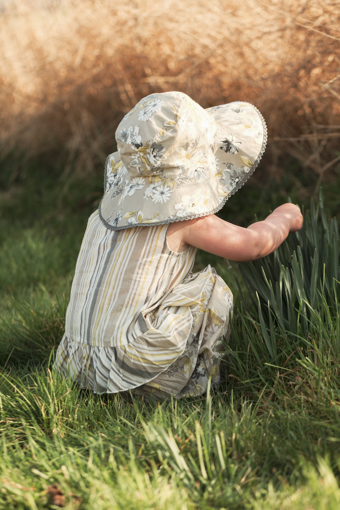 Kids Brown Floral Top & Striped Pants with Printed Ruffle Design TOP & PANTS SET Yo Baby Online 