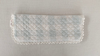 Kids' Cotton Blue Checks & Stripe Printed Pencil Pouch with Magnetic Closure and Lace Details. PURSE Yo Baby India 