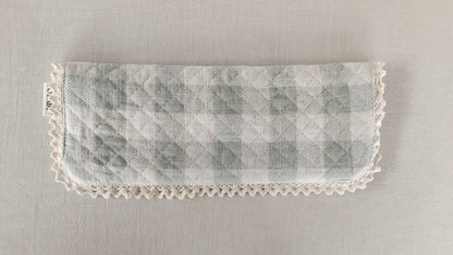 Kids' Cotton Grey Floral & Stripe Printed Pencil Pouch with Magnetic Closure and Lace Details BEG Yo Baby India 