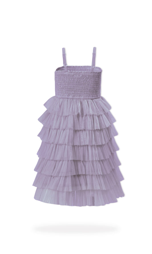 Lavender Tiered Tulle Dress with Nylon Net Frills and Adjustable Straps Dress Yo Baby India 