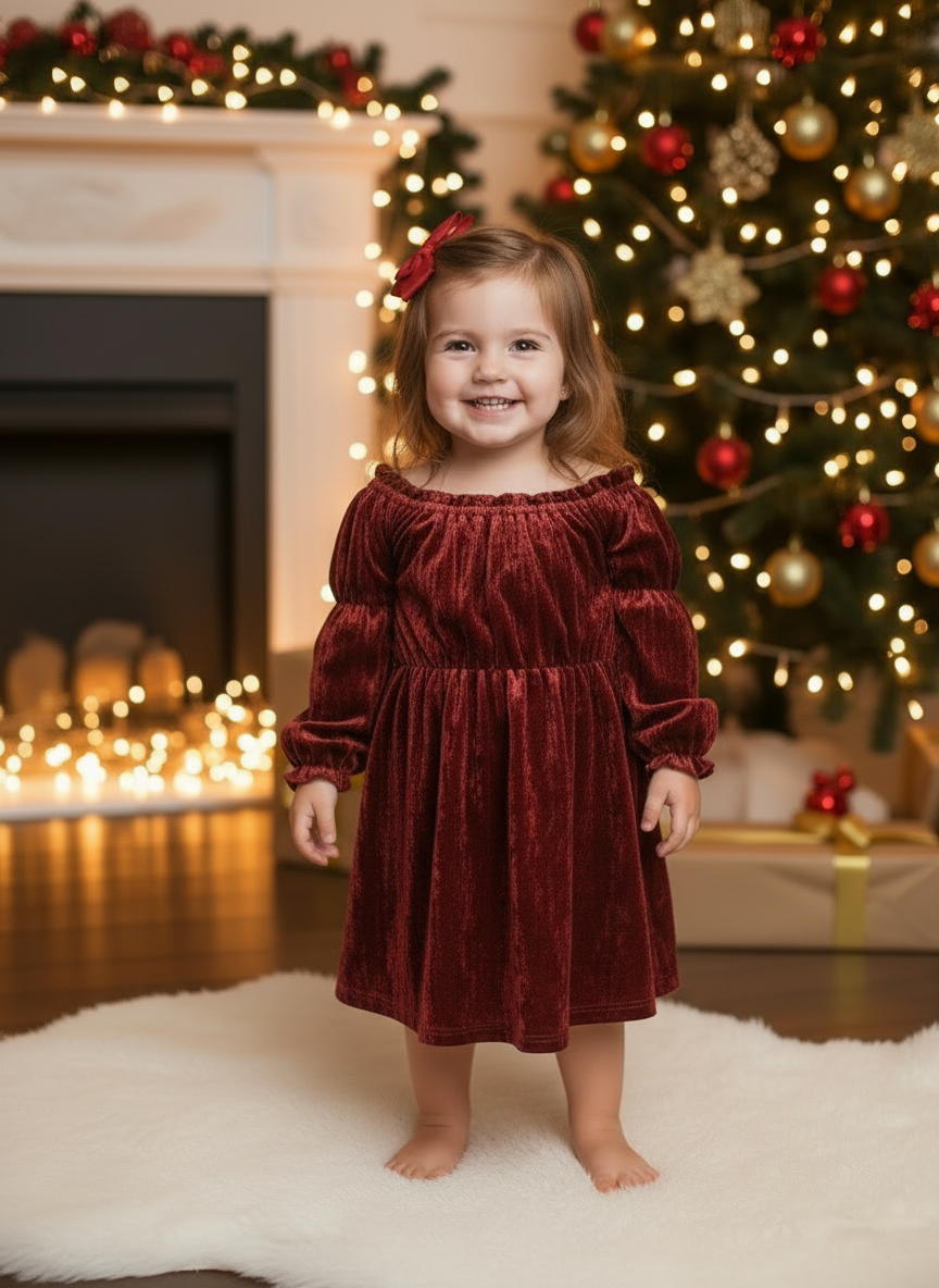 Maroon Velvet Shimmer Dress