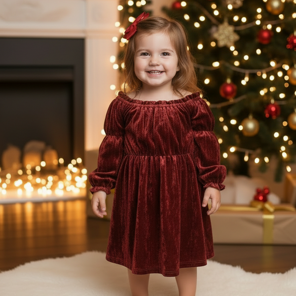 Maroon Velvet Shimmer Dress