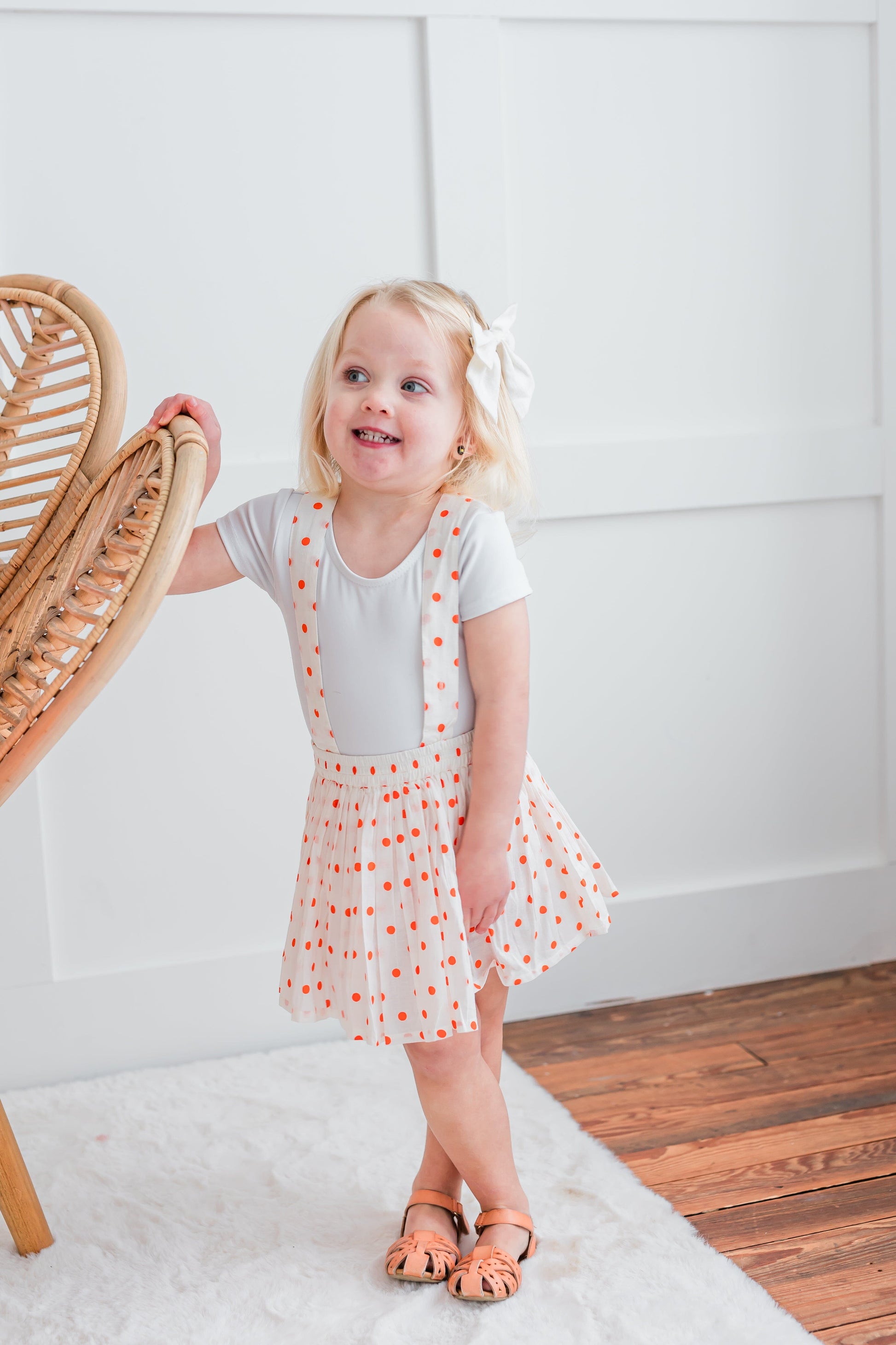 Orange Polka Dot Print Skort Yo Baby India 