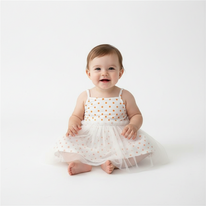 Orange Polka Dots Tulle Party Dress