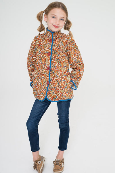 Paisley + Floral Print Reversible Quilted Jacket With lace Details Dress Yo Baby Wholesale 