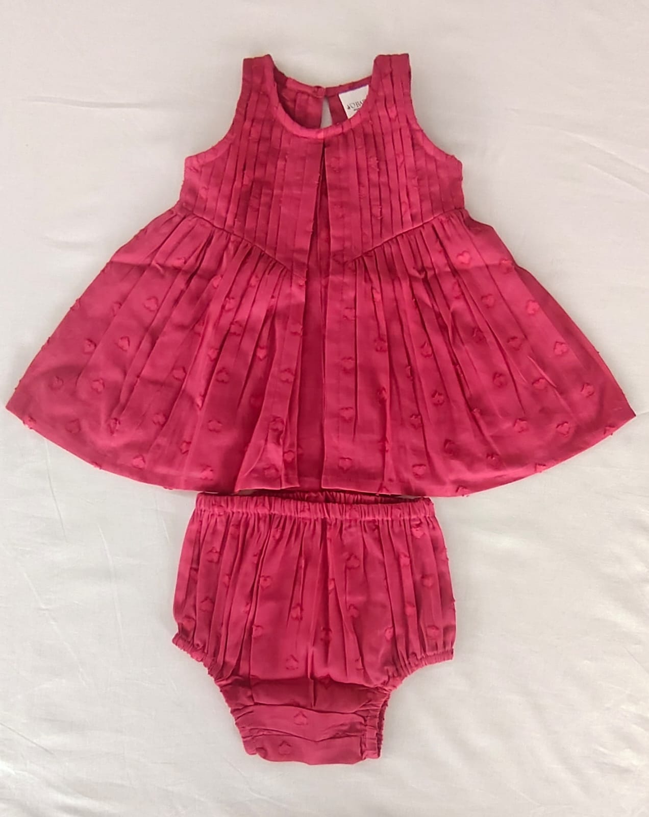 Pink Heart Dobby Pintuck Gathered Dress dress & diaper cover Yo Baby Wholesale 