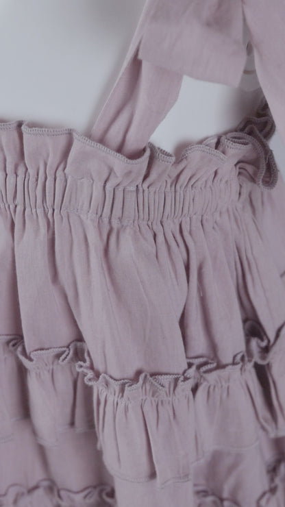 Charming Lavender Multi-Tiered Layered Dress with Tie Straps