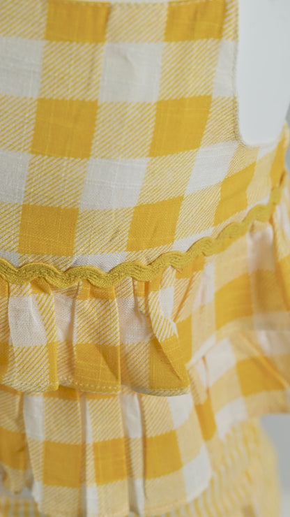 Adorable 2-Piece Yellow Checks Top & Striped Pants Set for Kids & Infants