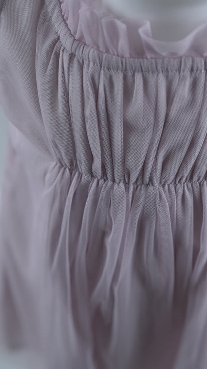 Elegant Lavender Nylon Net Tulle Dress with Ruffle Neck for Kids & Infants