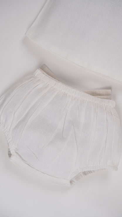 Top And Bow Bloomer Set : ECRU : Infant : Baby Girl : New Born