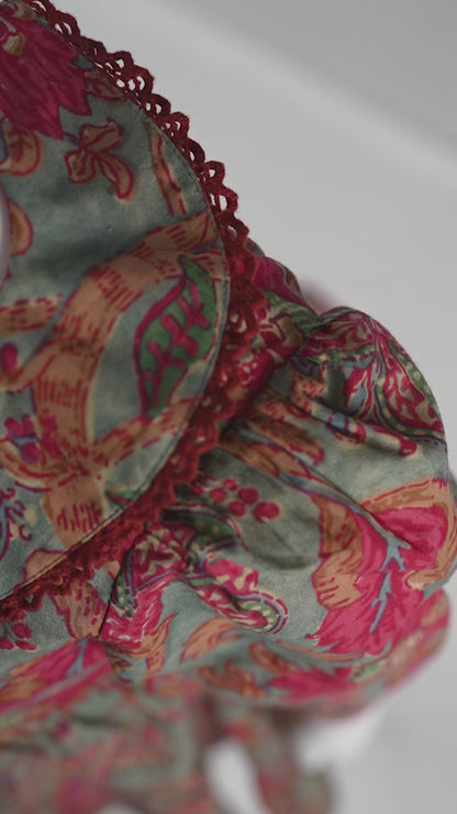 Mary Dress for Infants, Toddlers & Tweens – Sage Cotton Dress with Lace Frill and Tassel Tie – Mommy Matching Available