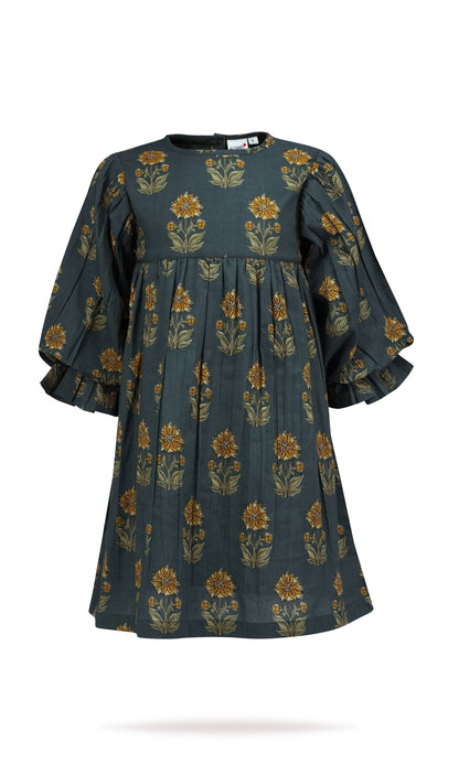 Rasa Dress : MOSS GREEN : Infant : Toddler : Tween dress & diaper cover Yo Baby India 