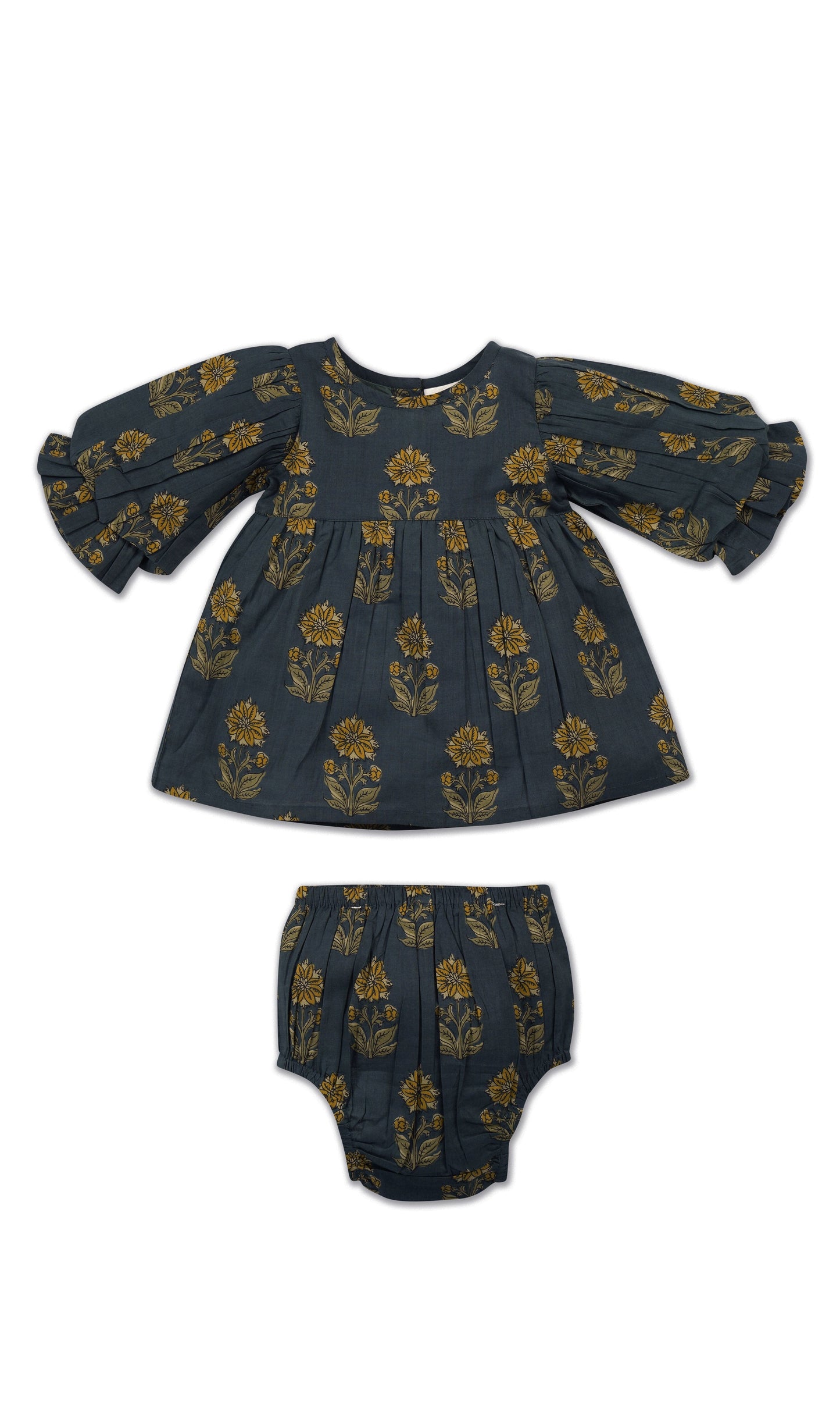 Rasa Dress : MOSS GREEN : Infant : Toddler : Tween dress & diaper cover Yo Baby India 