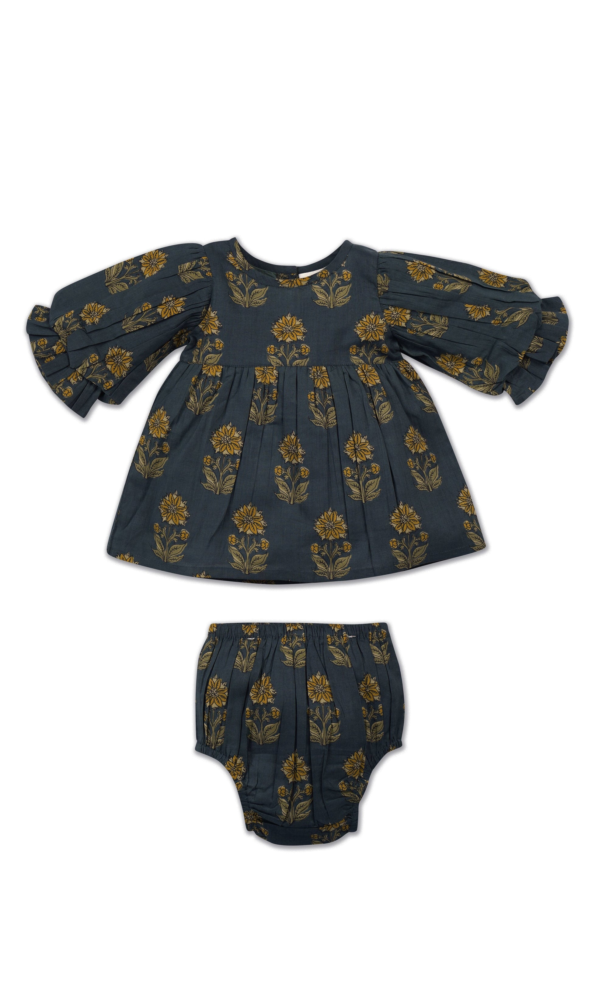 Rasa Dress : MOSS GREEN : Infant : Toddler : Tween dress & diaper cover Yo Baby India 