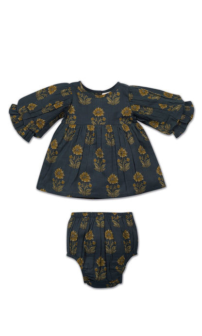 Rasa Dress : MOSS GREEN : Infant : Toddler : Tween dress & diaper cover Yo Baby India 