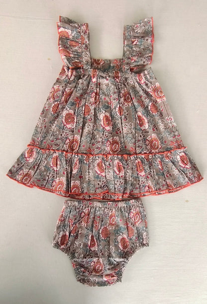 Red Floral Cap Sleeve Ruffle Flare Dress for Kids & Infants DRESS Yo Baby India 