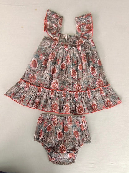 Red Floral Cap Sleeve Ruffle Flare Dress for Kids & Infants DRESS Yo Baby India 