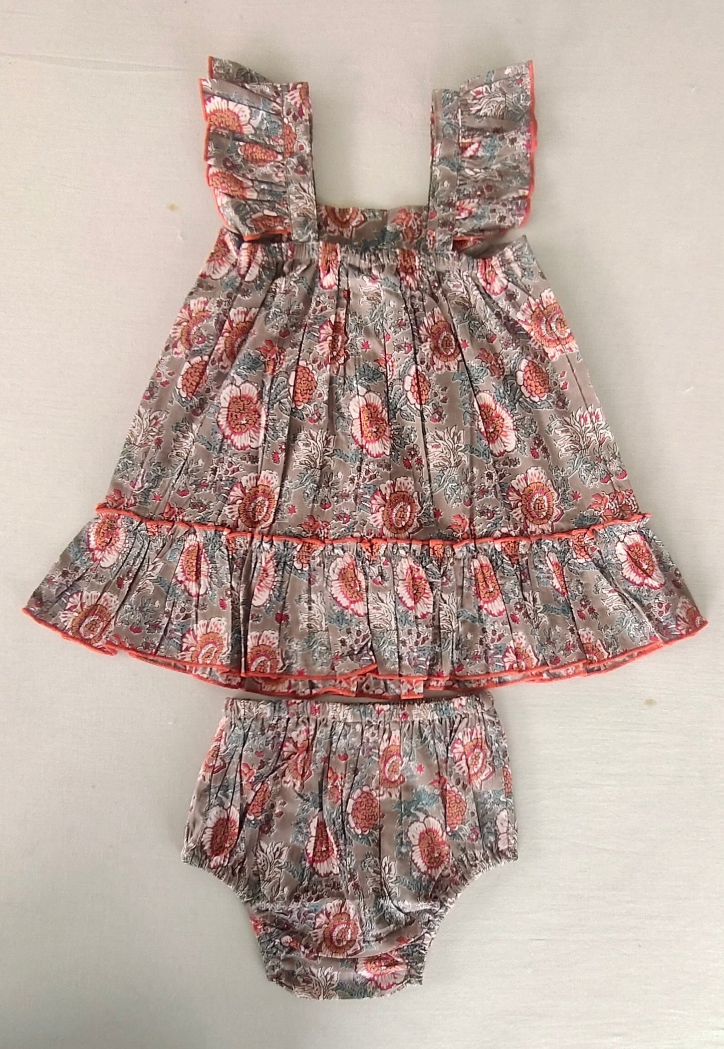 Red Floral Cap Sleeve Ruffle Flare Dress for Kids & Infants DRESS Yo Baby India 