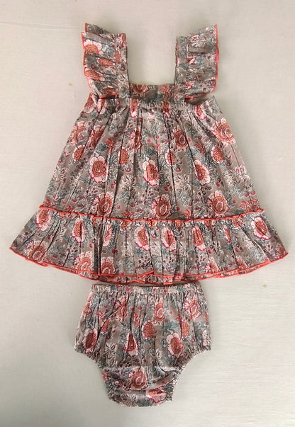 Red Floral Cap Sleeve Ruffle Flare Dress for Kids & Infants DRESS Yo Baby India 