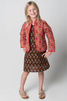 Red Geo Quilted Jacket & Orange Floral Shift Dress Yo Baby India 
