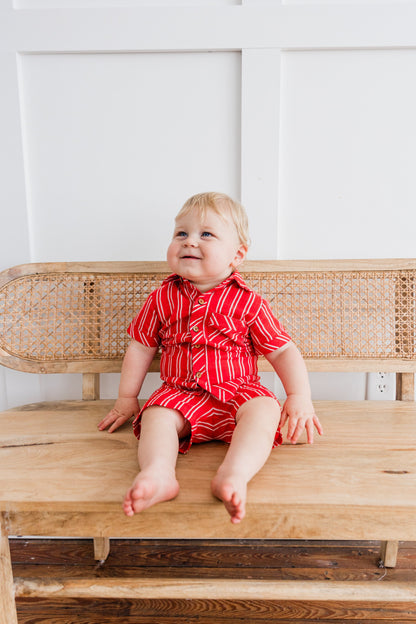 Red Stripes Print Boys Shirt & Shorts set Shirt-Shorts Yo Baby India 