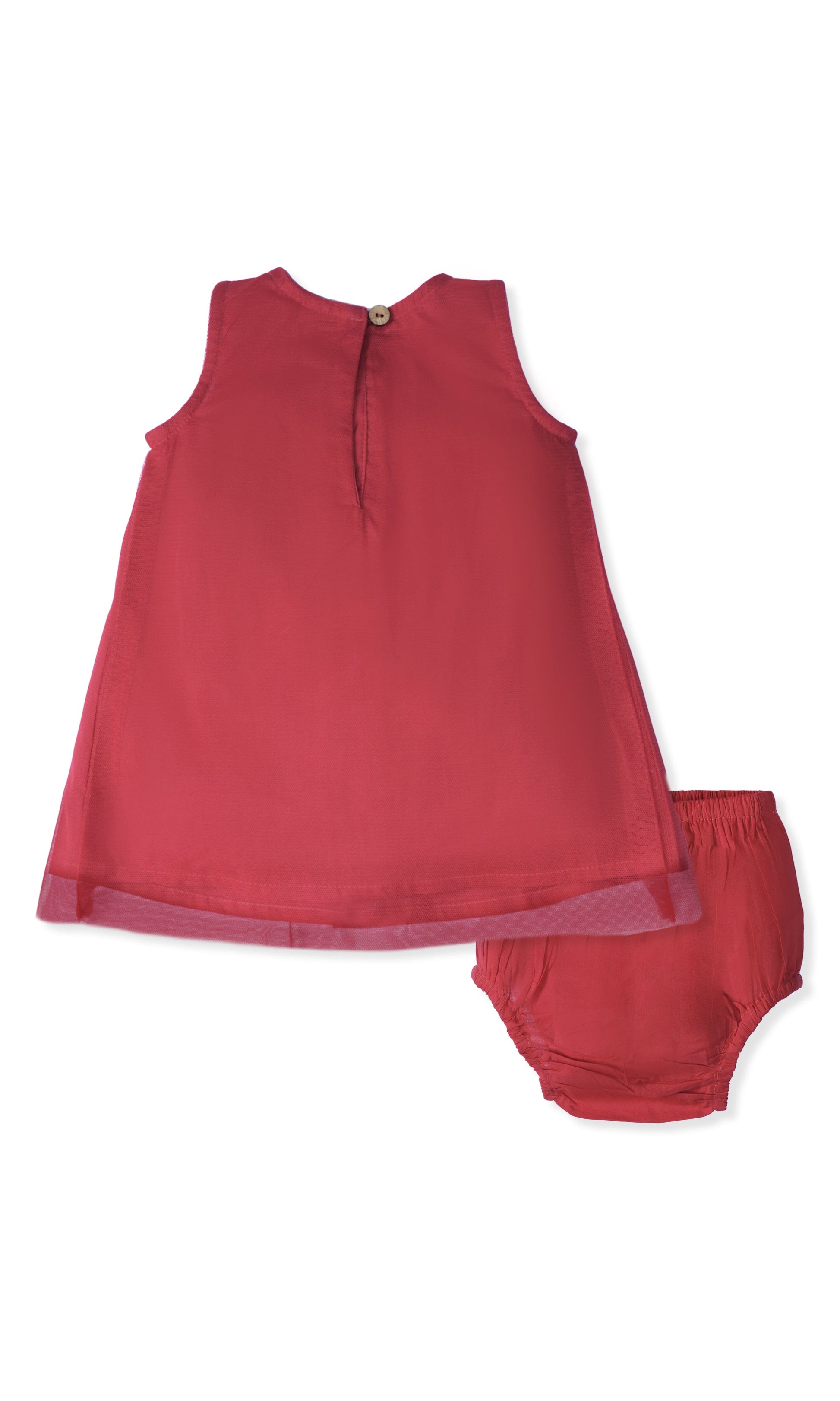Red Tulle Dress with Ruffle Neck dress & diaper cover Yo Baby Wholesale 