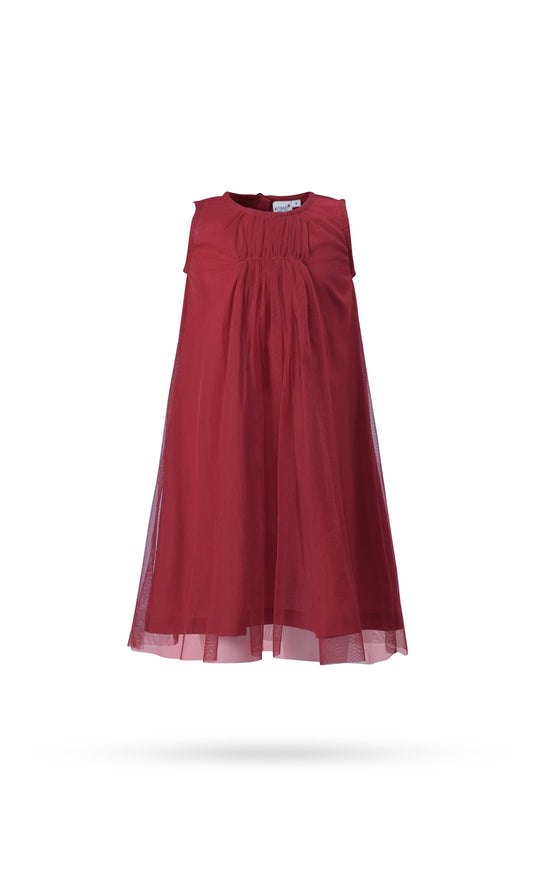 Red Tulle Dress with Ruffle Neck dress & diaper cover Yo Baby Wholesale 