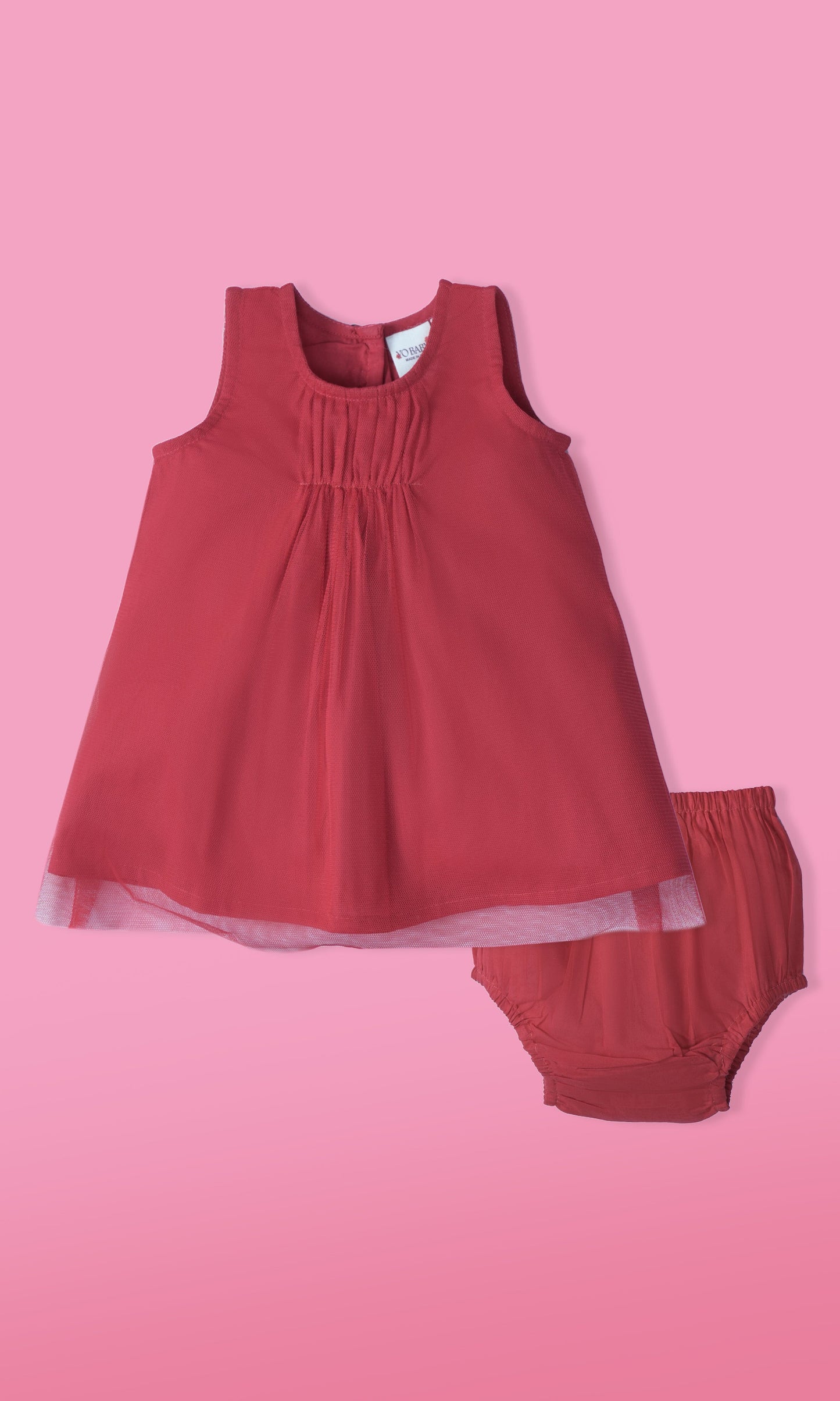 Red Tulle Dress with Ruffle Neck dress & diaper cover Yo Baby Wholesale 