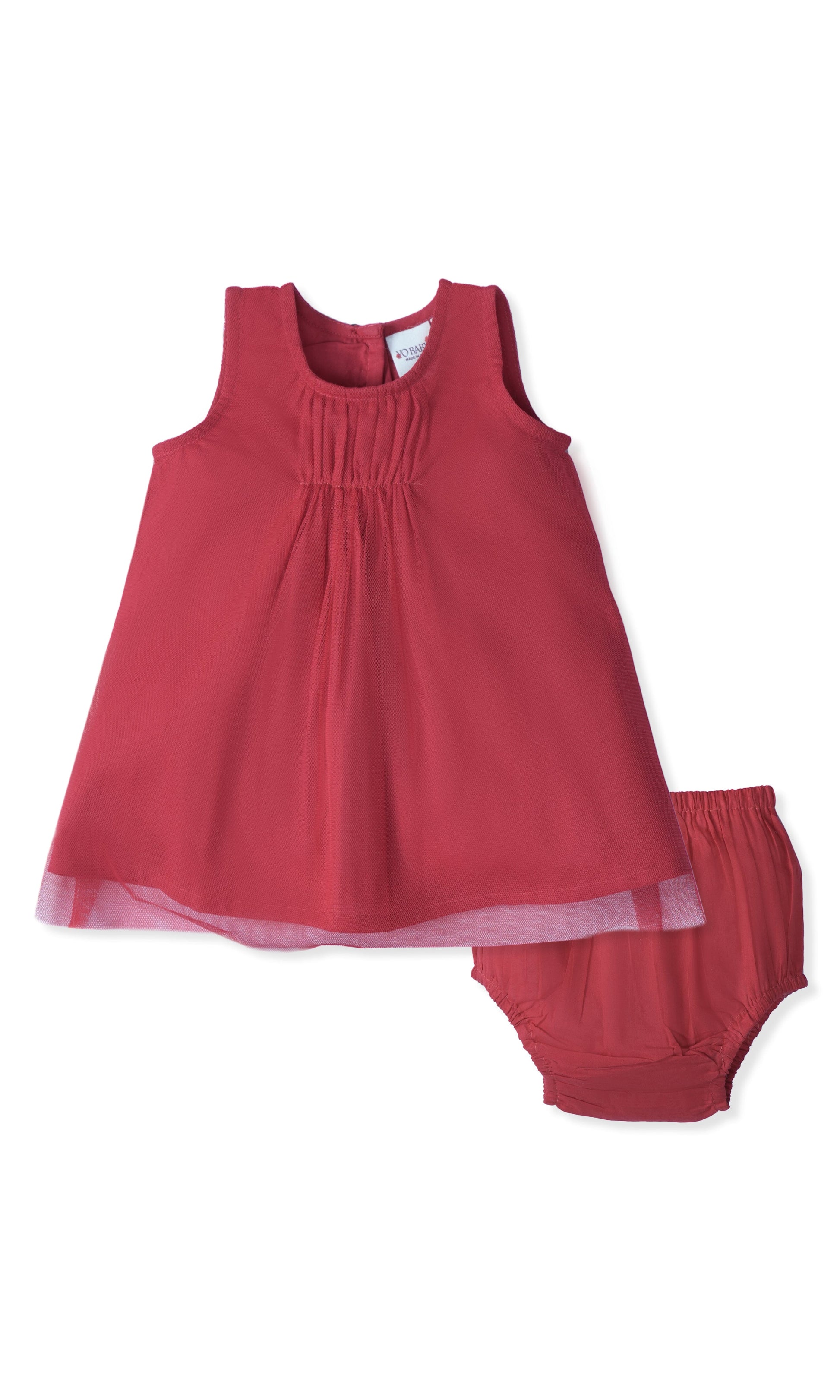Red Tulle Dress with Ruffle Neck dress & diaper cover Yo Baby Wholesale 