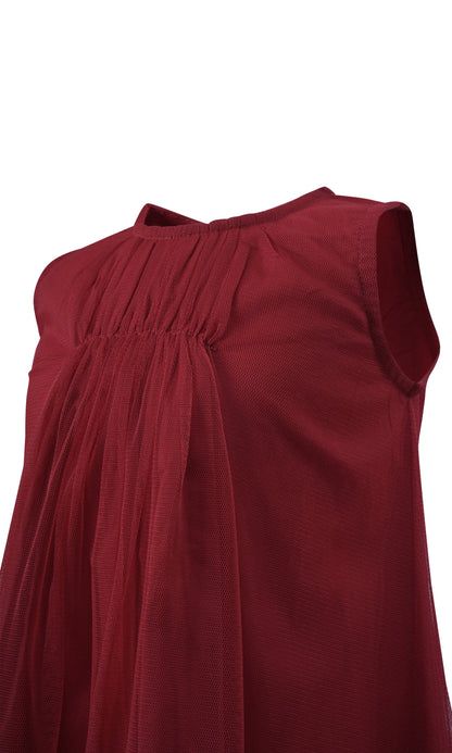 Red Tulle Dress with Ruffle Neck dress & diaper cover Yo Baby Wholesale 