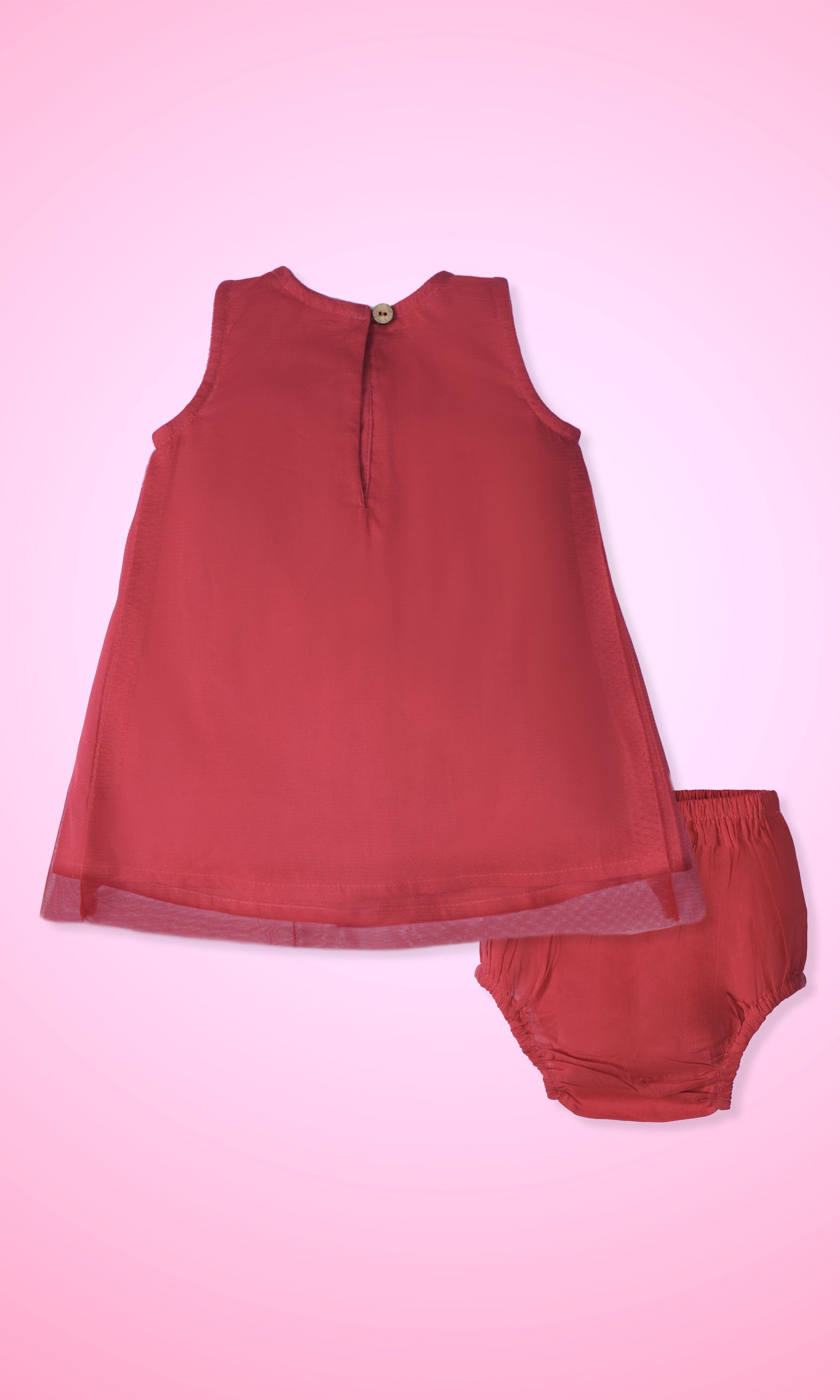 Red Tulle Dress with Ruffle Neck dress & diaper cover Yo Baby Wholesale 