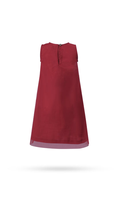Red Tulle Dress with Ruffle Neck dress & diaper cover Yo Baby Wholesale 