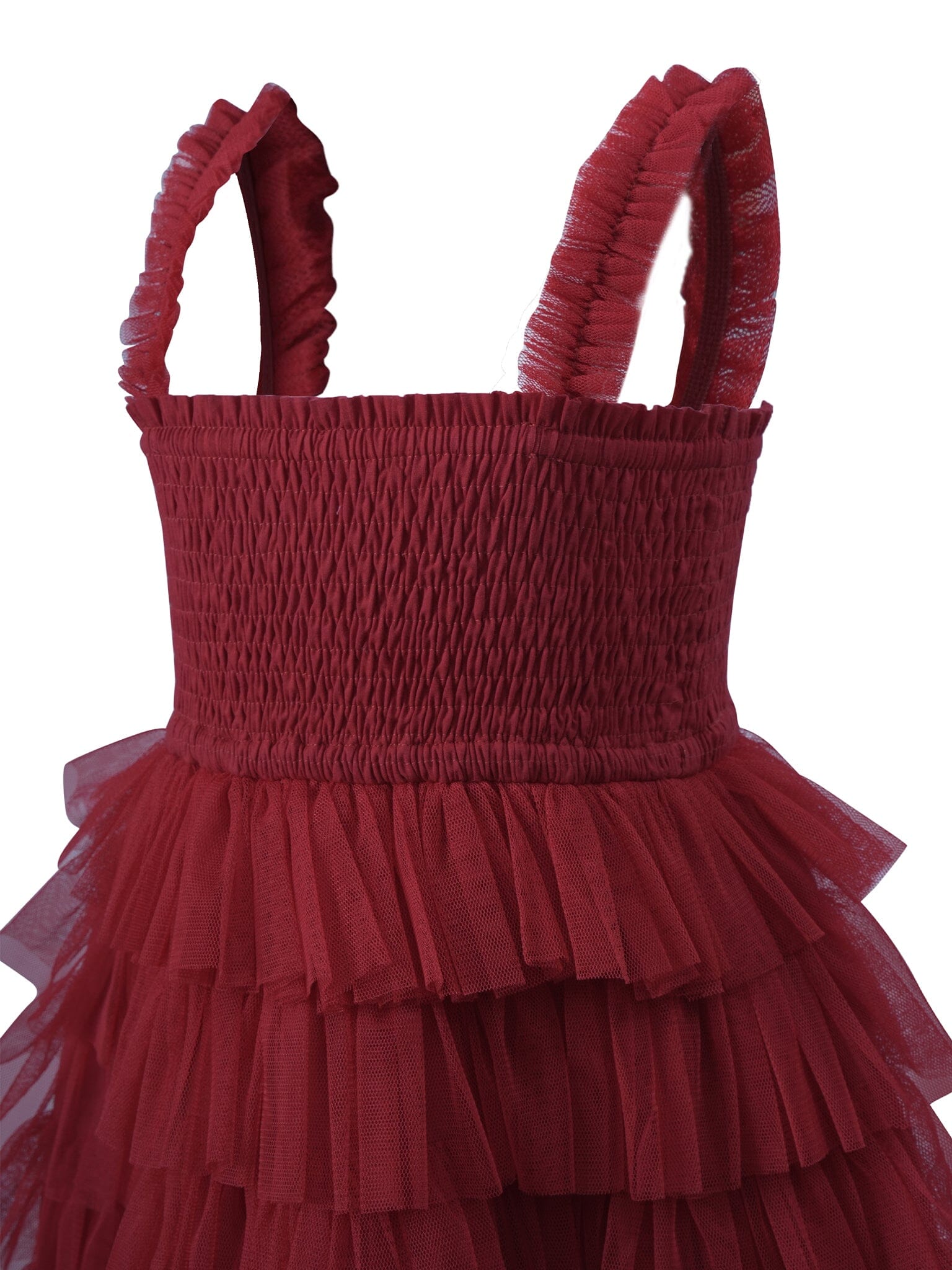 Red Tulle Solid Color Tiered Ruffle Dress dress & diaper cover Yo Baby Wholesale 