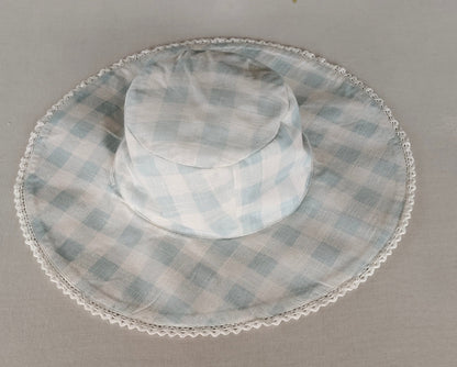 Reversible Green Floral & stripe Kids' Sun Hat with Lace Detail CAP Yo Baby India 