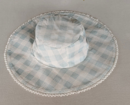 Reversible Green Floral & stripe Kids' Sun Hat with Lace Detail CAP Yo Baby India 