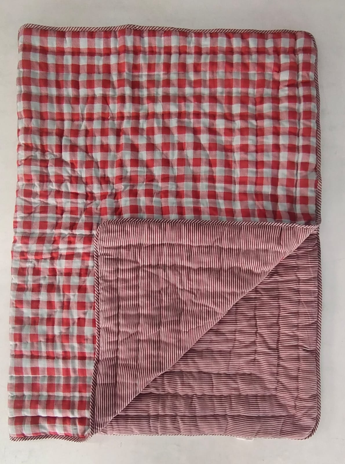 Reversible Red Checkered Quilted Blanket Blanket Yo Baby India 