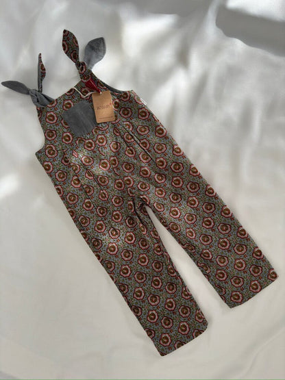 Reversible Solid Grey Corduroy & Grey Floral Printed Jumpsuit Jump Suit Yo Baby India 