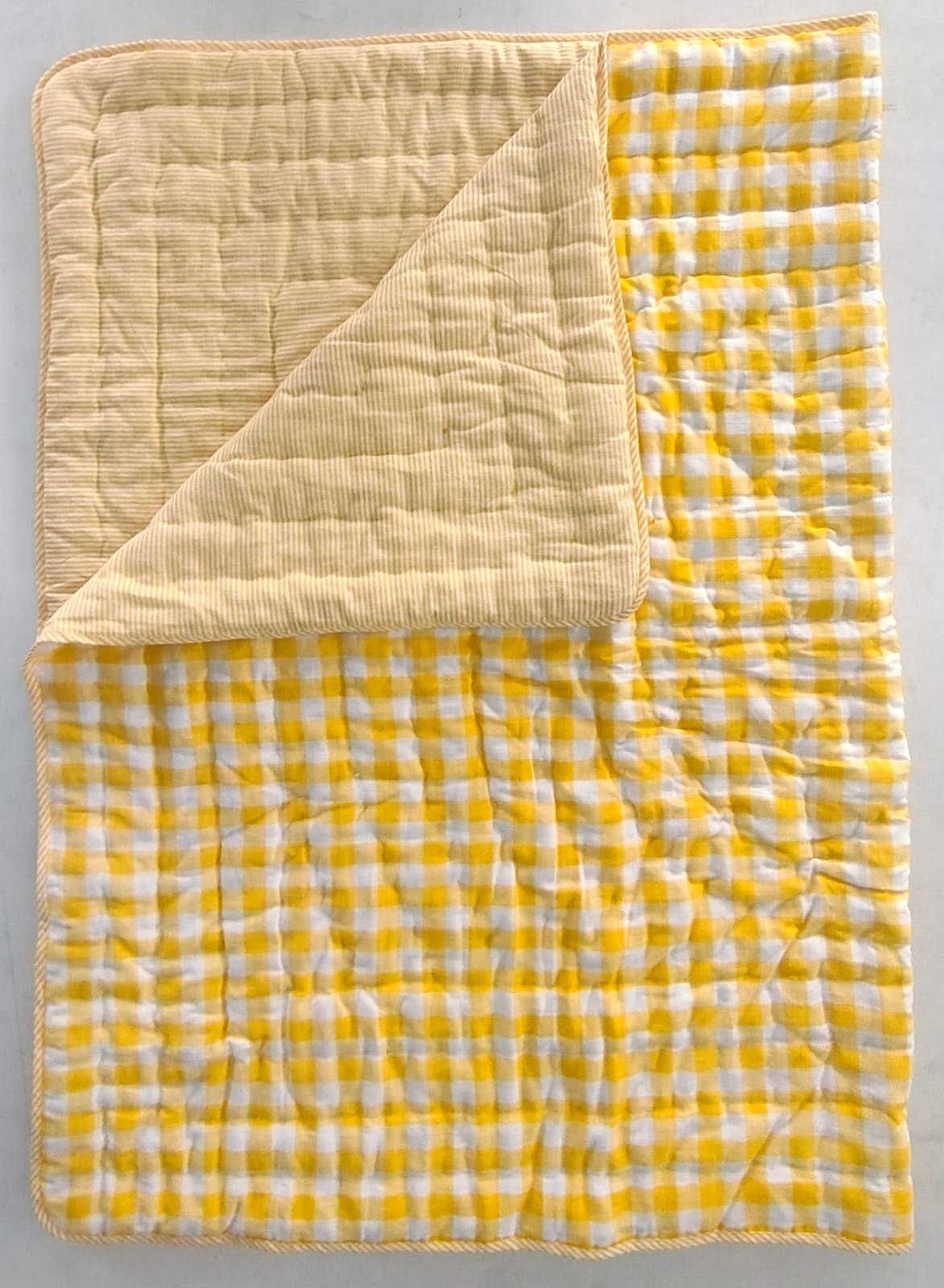 Reversible Yellow Checkered Quilted Blanket Yo Baby India 